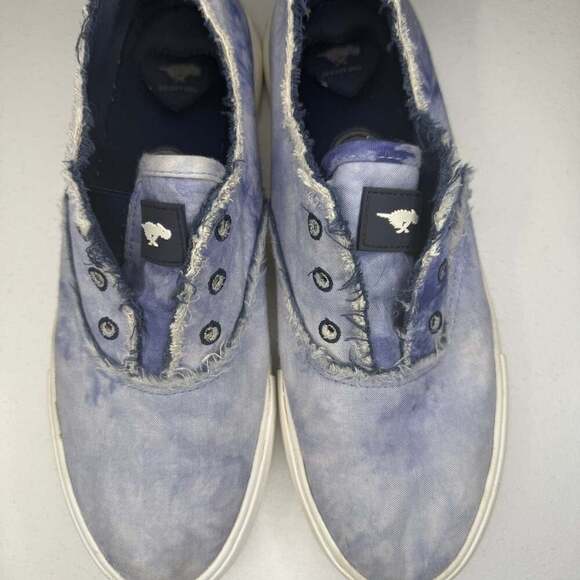 Mustang Blue Frayed Slip-On Canvas Sneakers Size 8 - Picture 1 of 5